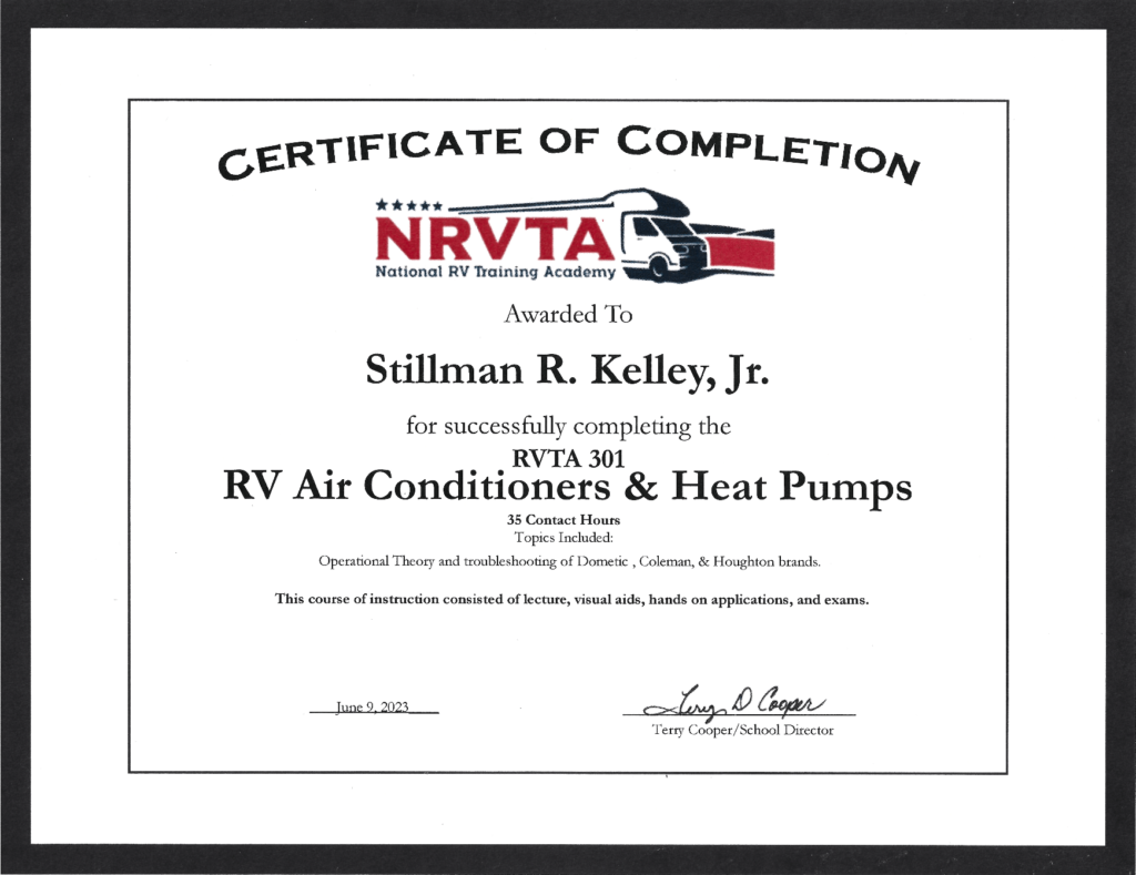 NRVTA A-C and Heat Pumps Certificate